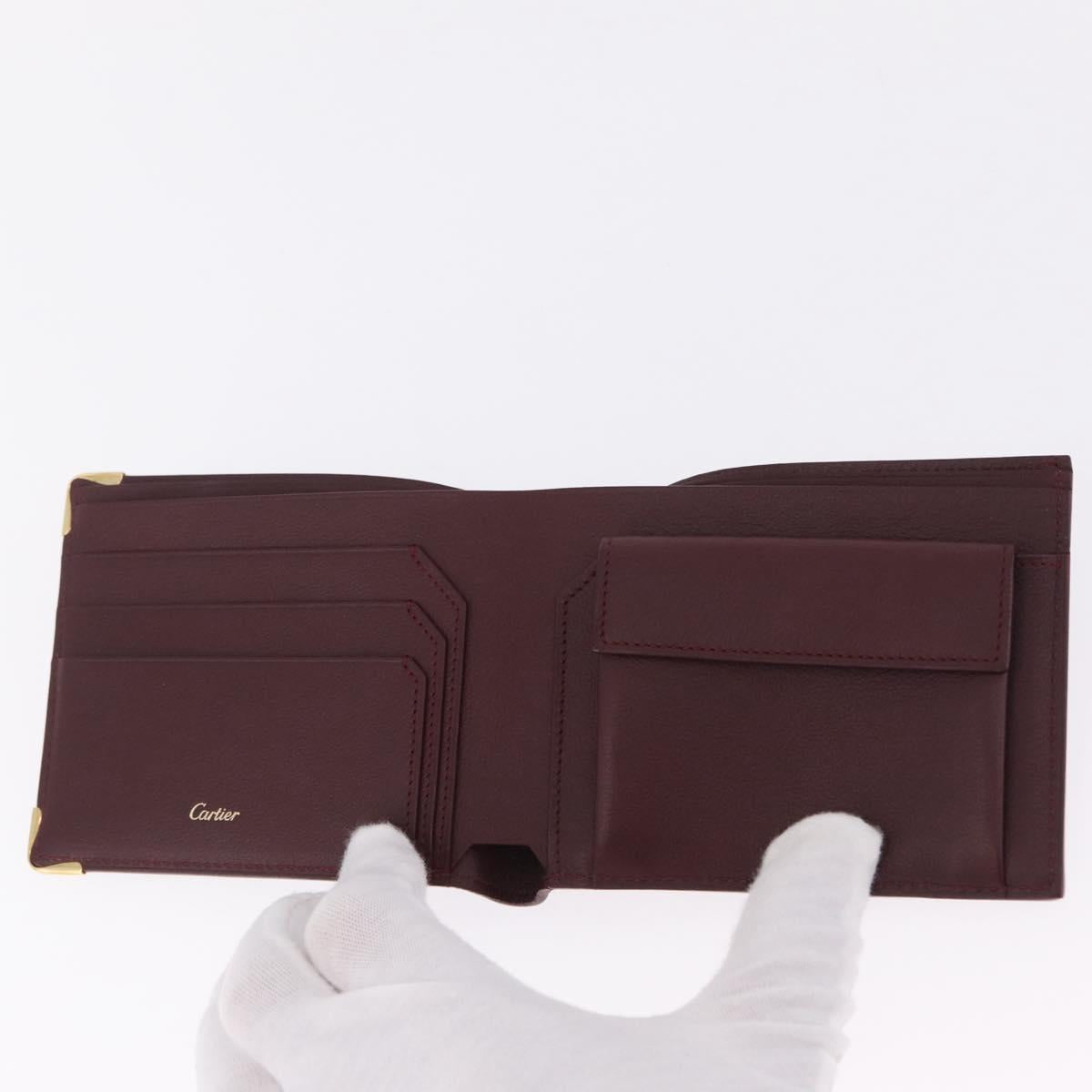 Cartier Wallet Leather Bordeaux Gold Auth 210114V