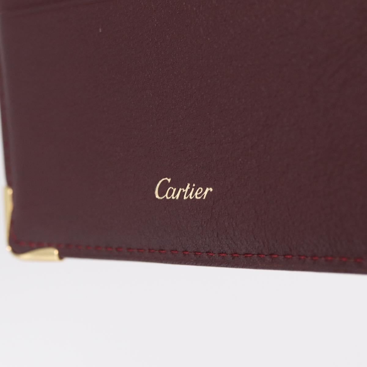 Cartier Wallet Leather Bordeaux Gold Auth 210114V