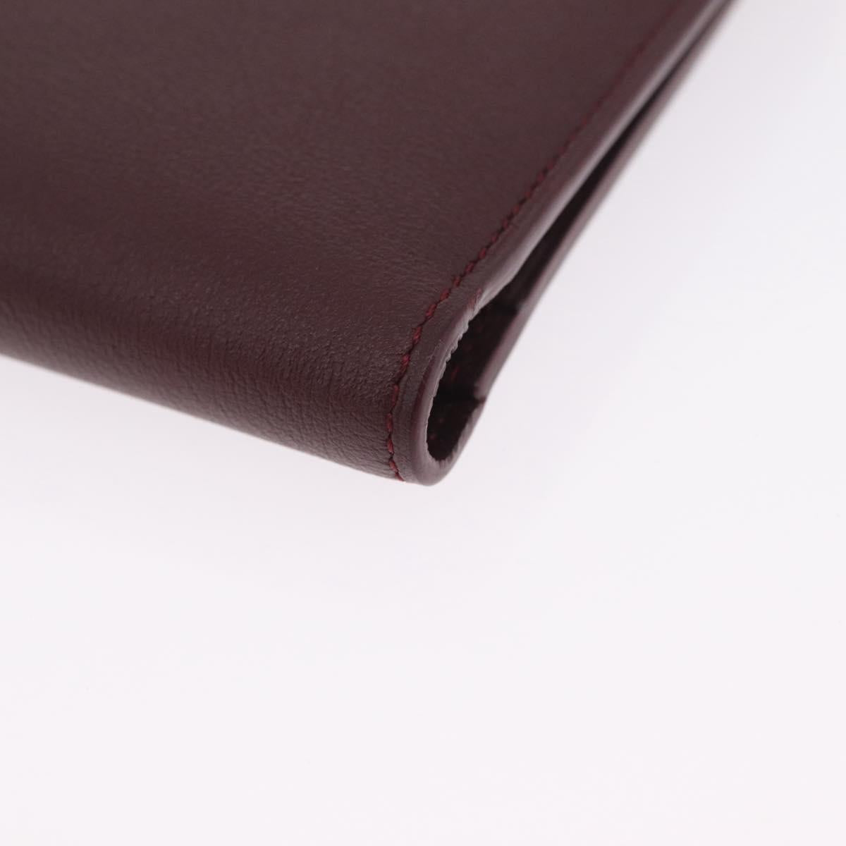 Cartier Wallet Leather Bordeaux Gold Auth 210114V