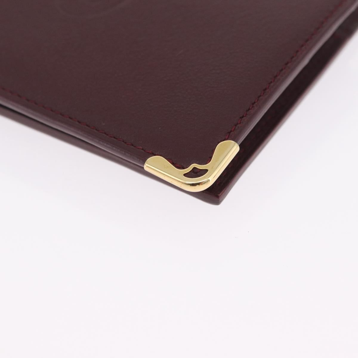 Cartier Wallet Leather Bordeaux Gold Auth 210114V