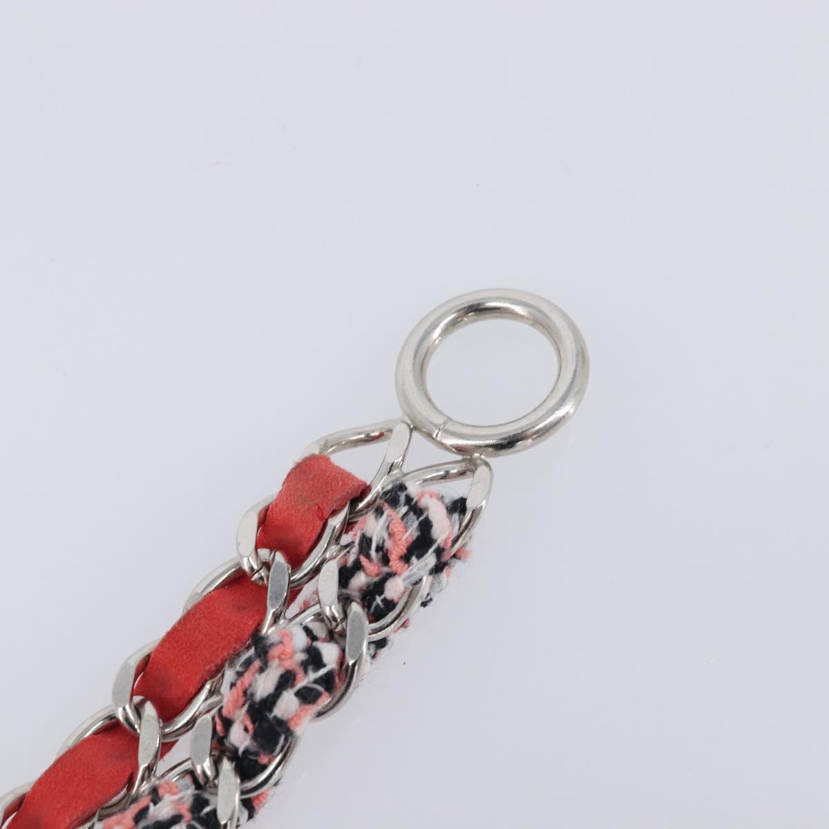 CHANEL Bracelet Tweed Multicolor Silver CC Auth 210120V