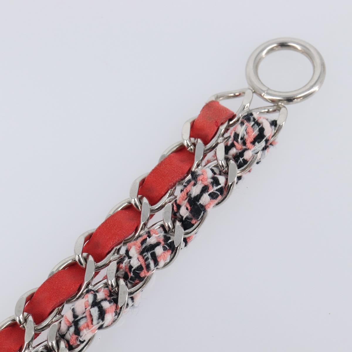 CHANEL Bracelet Tweed Multicolor Silver CC Auth 210120V