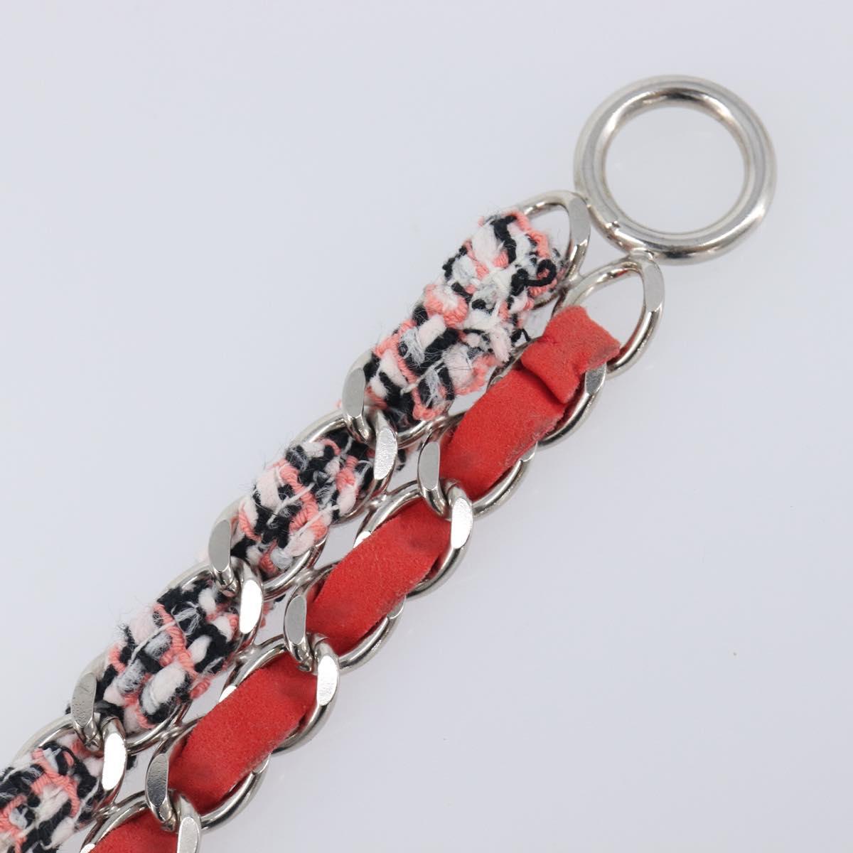 CHANEL Bracelet Tweed Multicolor Silver CC Auth 210120V