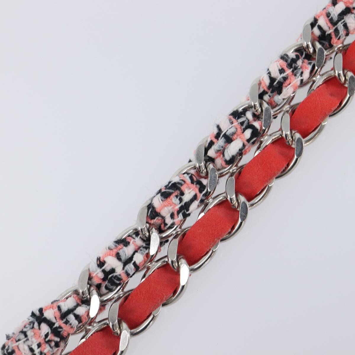CHANEL Bracelet Tweed Multicolor Silver CC Auth 210120V