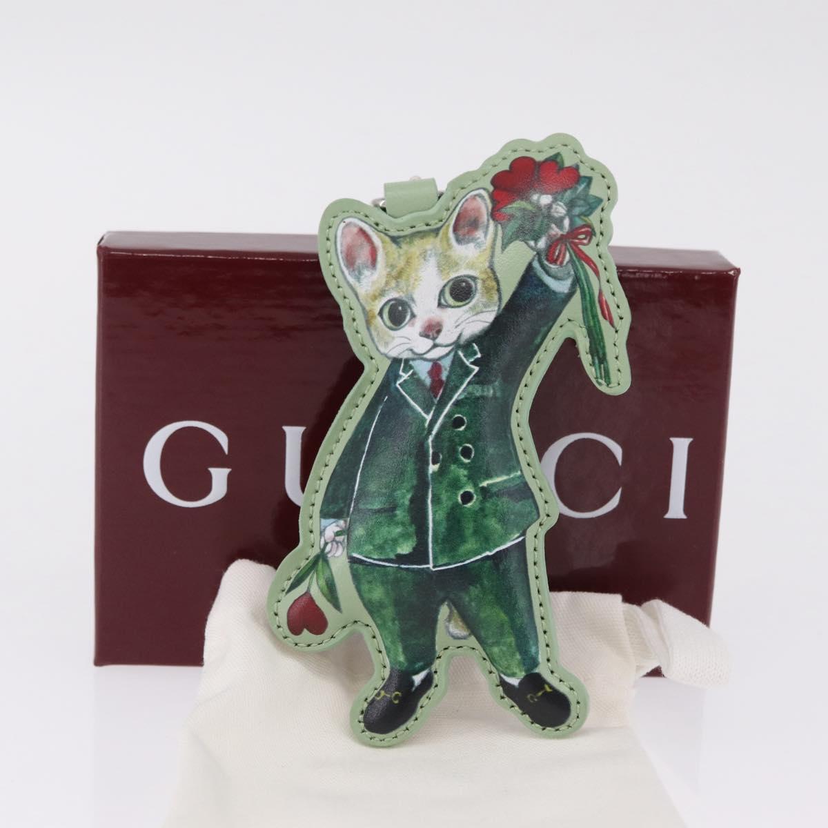 GUCCI GG Supreme Yuko Higuchi Boris Key Holder PVC Green Silver Auth 210125SM