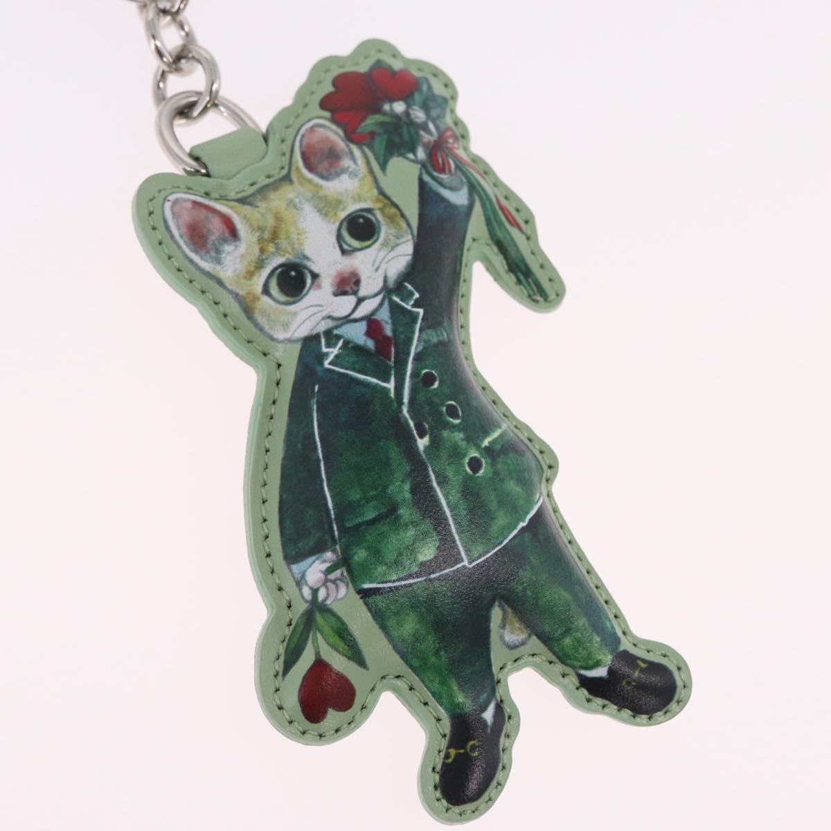 GUCCI GG Supreme Yuko Higuchi Boris Key Holder PVC Green Silver Auth 210125SM