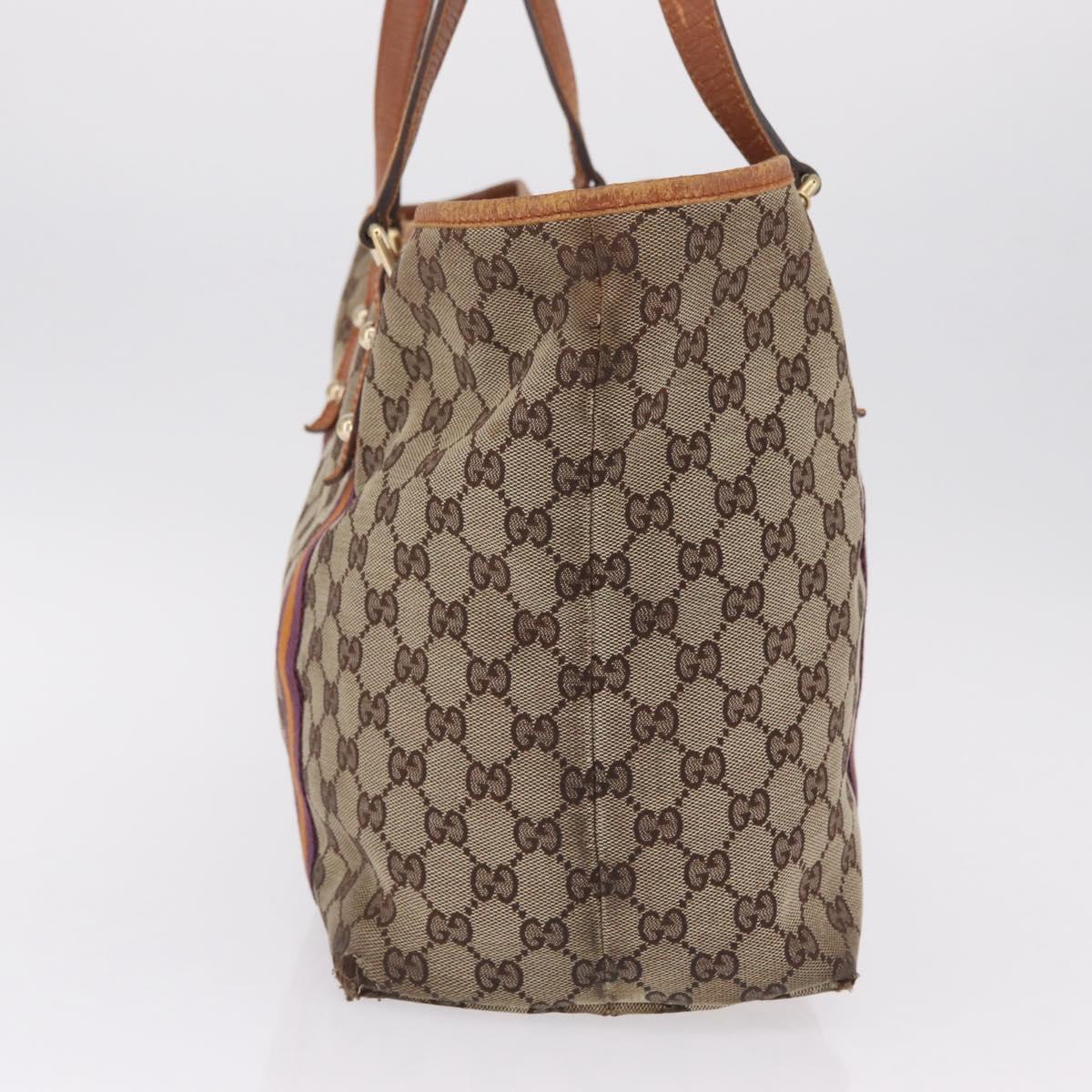 GUCCI GG Canvas Sherry Line Tote Bag Beige Gold 139260 Auth 210127