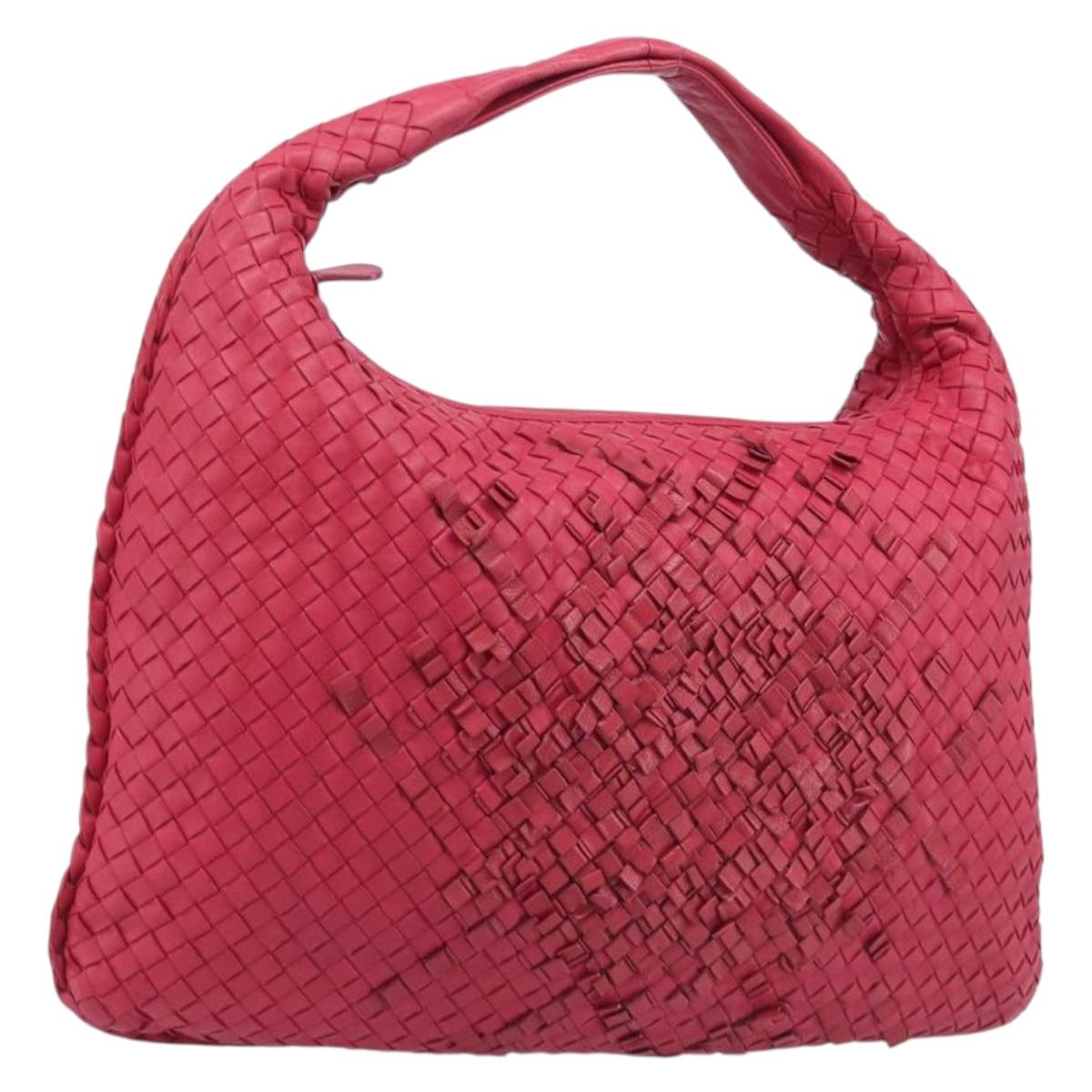 Bottega Veneta Hobo INTRECCIATO Bag Leather Red Silver 115654 Auth 210134V