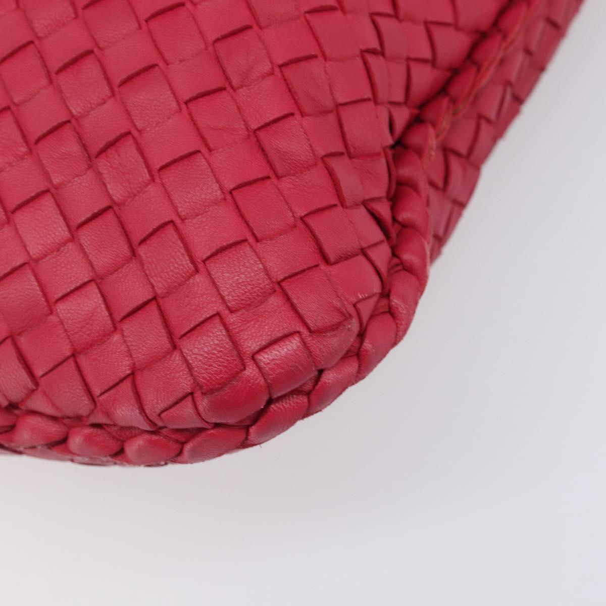 Bottega Veneta Hobo INTRECCIATO Bag Leather Red Silver 115654 Auth 210134V