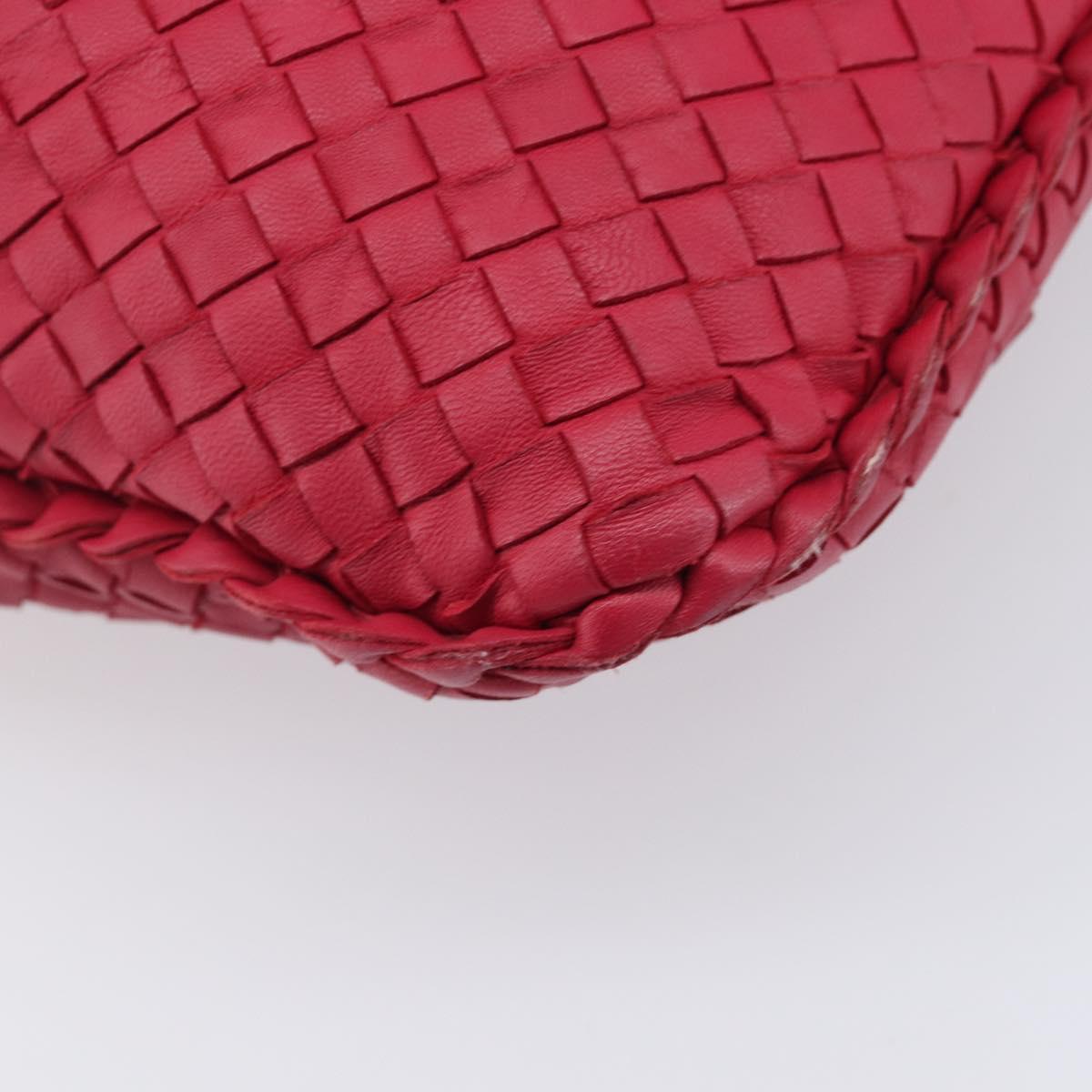 Bottega Veneta Hobo INTRECCIATO Bag Leather Red Silver 115654 Auth 210134V