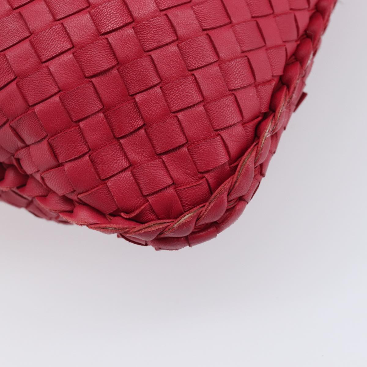 Bottega Veneta Hobo INTRECCIATO Bag Leather Red Silver 115654 Auth 210134V