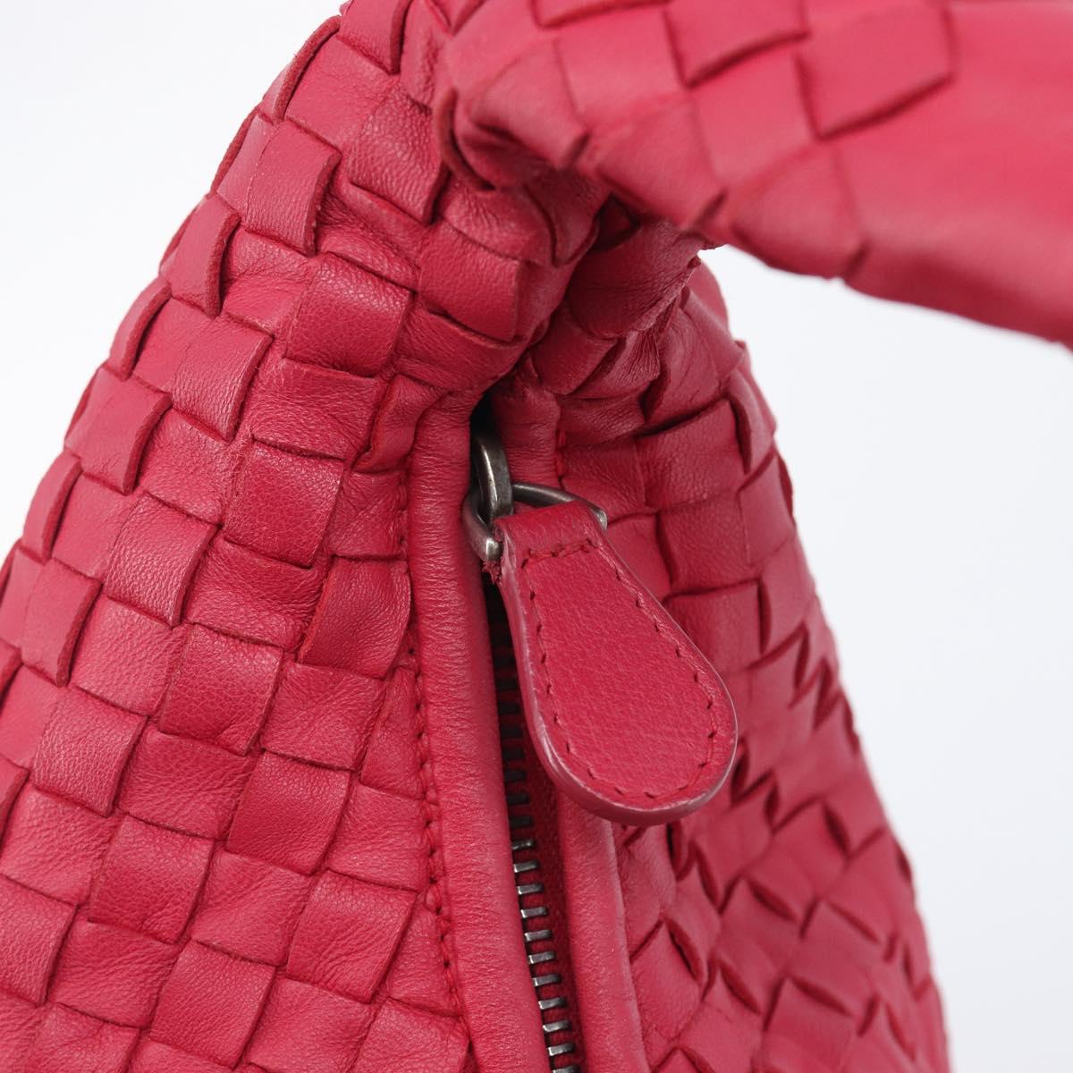 Bottega Veneta Hobo INTRECCIATO Bag Leather Red Silver 115654 Auth 210134V