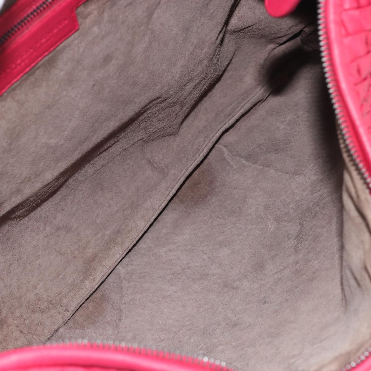 Bottega Veneta Hobo INTRECCIATO Bag Leather Red Silver 115654 Auth 210134V