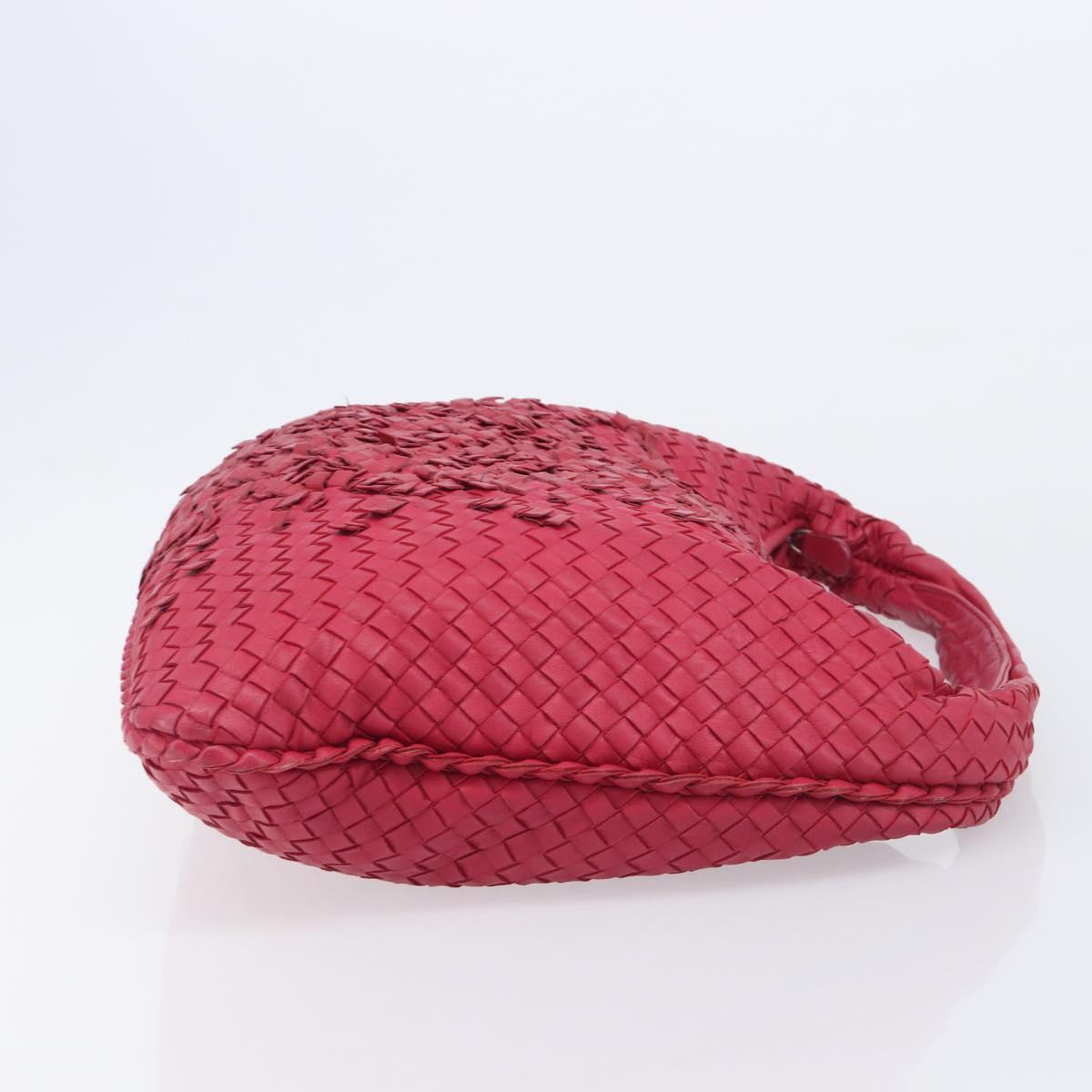 Bottega Veneta Hobo INTRECCIATO Bag Leather Red Silver 115654 Auth 210134V