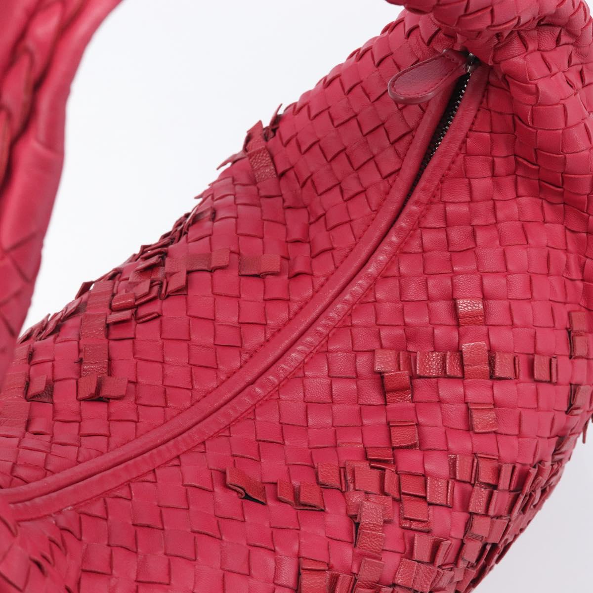 Bottega Veneta Hobo INTRECCIATO Bag Leather Red Silver 115654 Auth 210134V