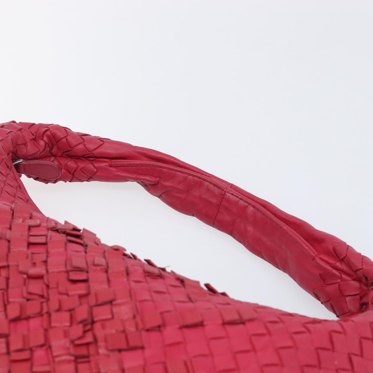 Bottega Veneta Hobo INTRECCIATO Bag Leather Red Silver 115654 Auth 210134V