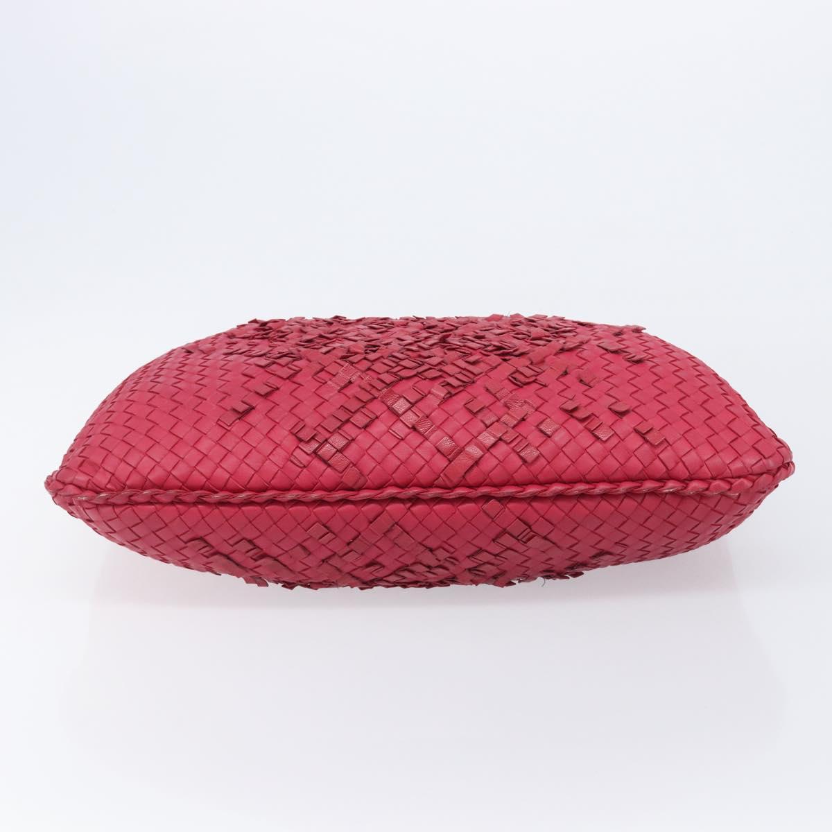 Bottega Veneta Hobo INTRECCIATO Bag Leather Red Silver 115654 Auth 210134V