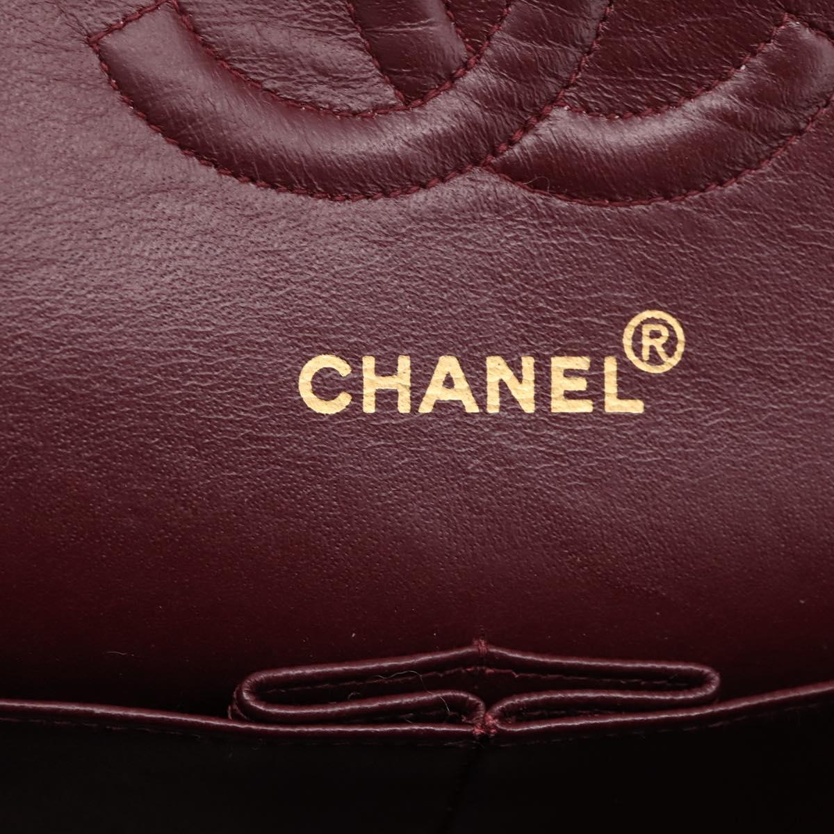 CHANEL Matelasse 25 Chain Shoulder Bag Lamb Skin Black Gold CC Auth 210136SAM