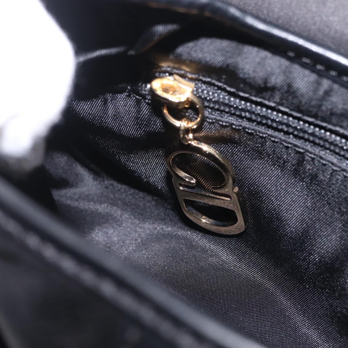 Christian Dior Saddle Shoulder Bag Leather Black Gold Auth 210137M