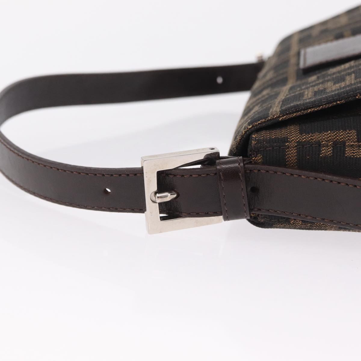FENDI Zucca Canvas Mamma Baguette Shoulder Bag Brown Black 26424 Auth 210138V