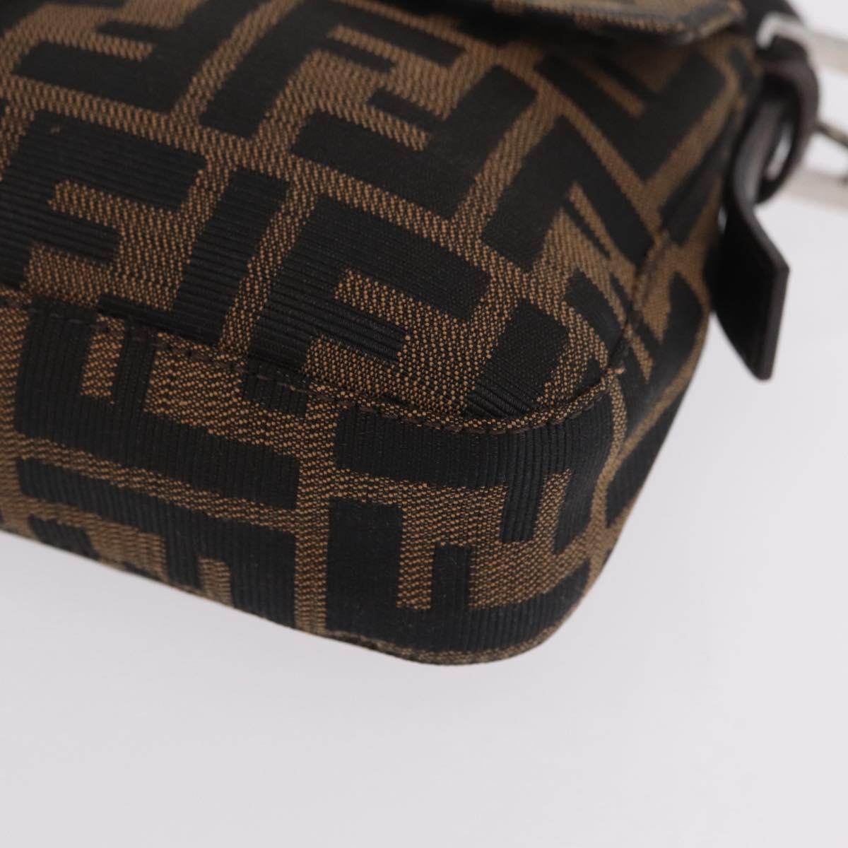 FENDI Zucca Canvas Mamma Baguette Shoulder Bag Brown Black 26424 Auth 210138V