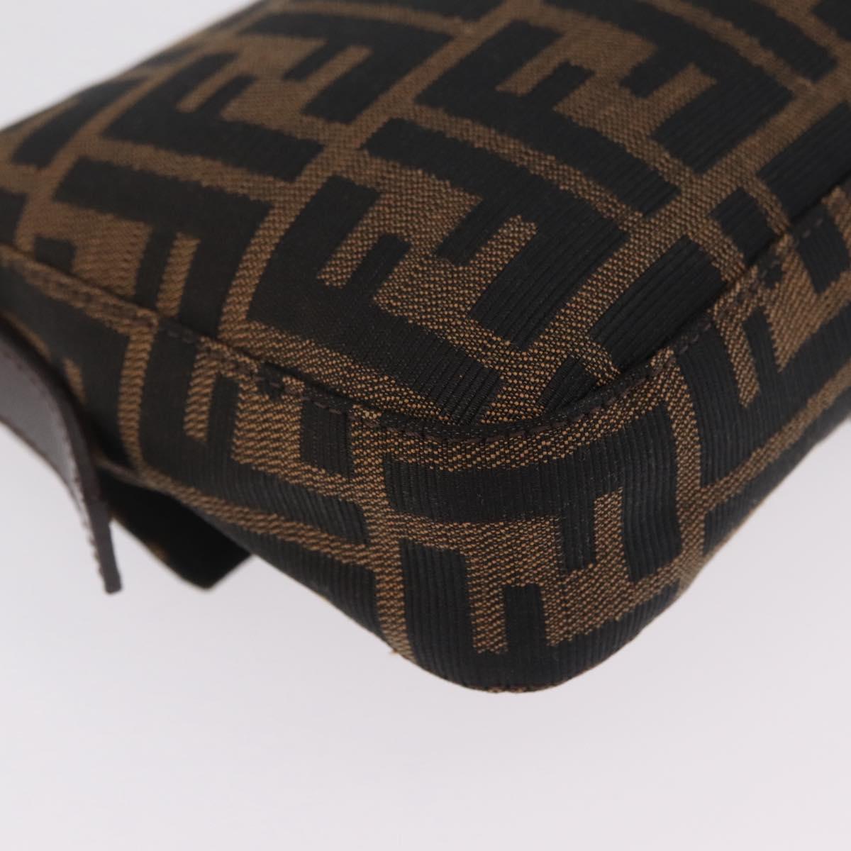 FENDI Zucca Canvas Mamma Baguette Shoulder Bag Brown Black 26424 Auth 210138V