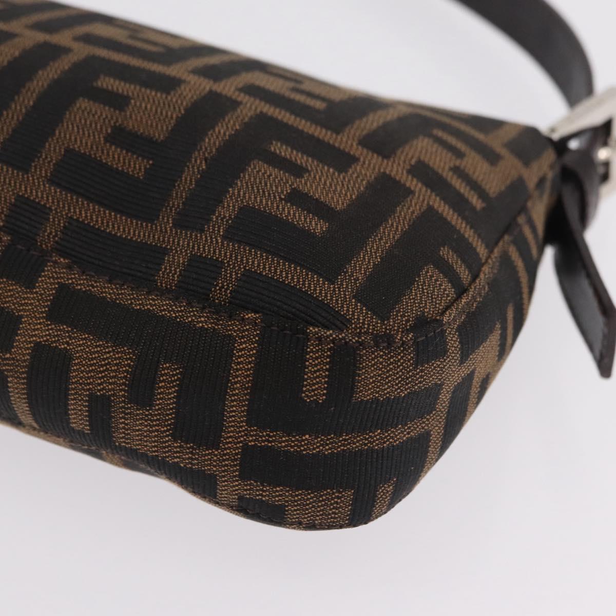 FENDI Zucca Canvas Mamma Baguette Shoulder Bag Brown Black 26424 Auth 210138V
