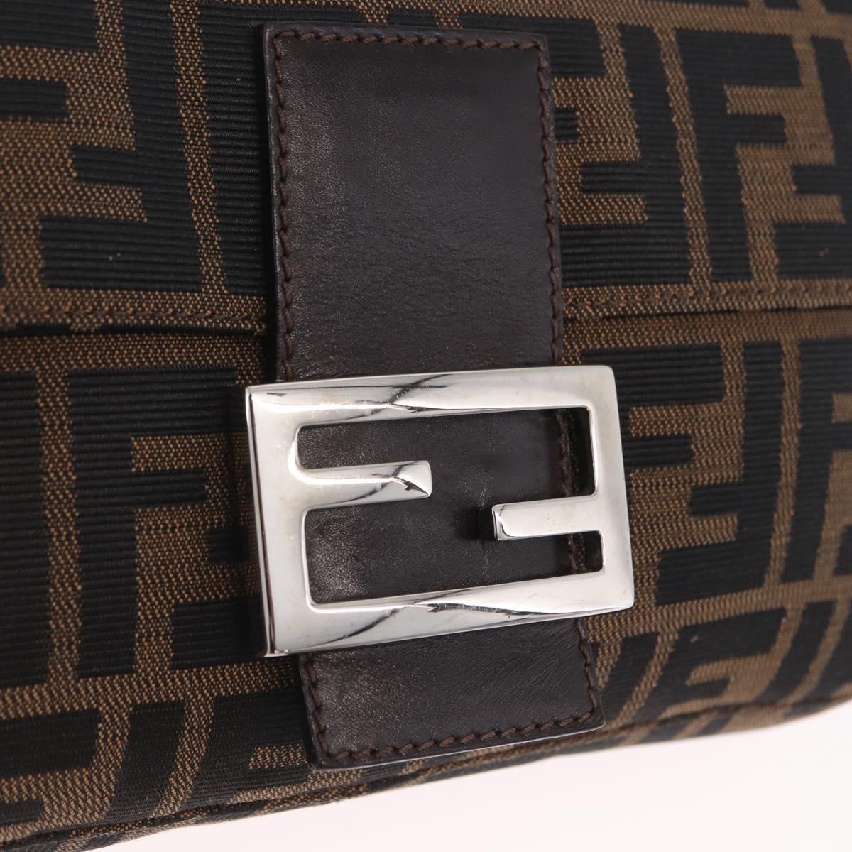FENDI Zucca Canvas Mamma Baguette Shoulder Bag Brown Black 26424 Auth 210138V