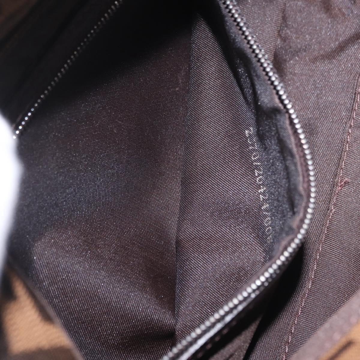 FENDI Zucca Canvas Mamma Baguette Shoulder Bag Brown Black 26424 Auth 210138V