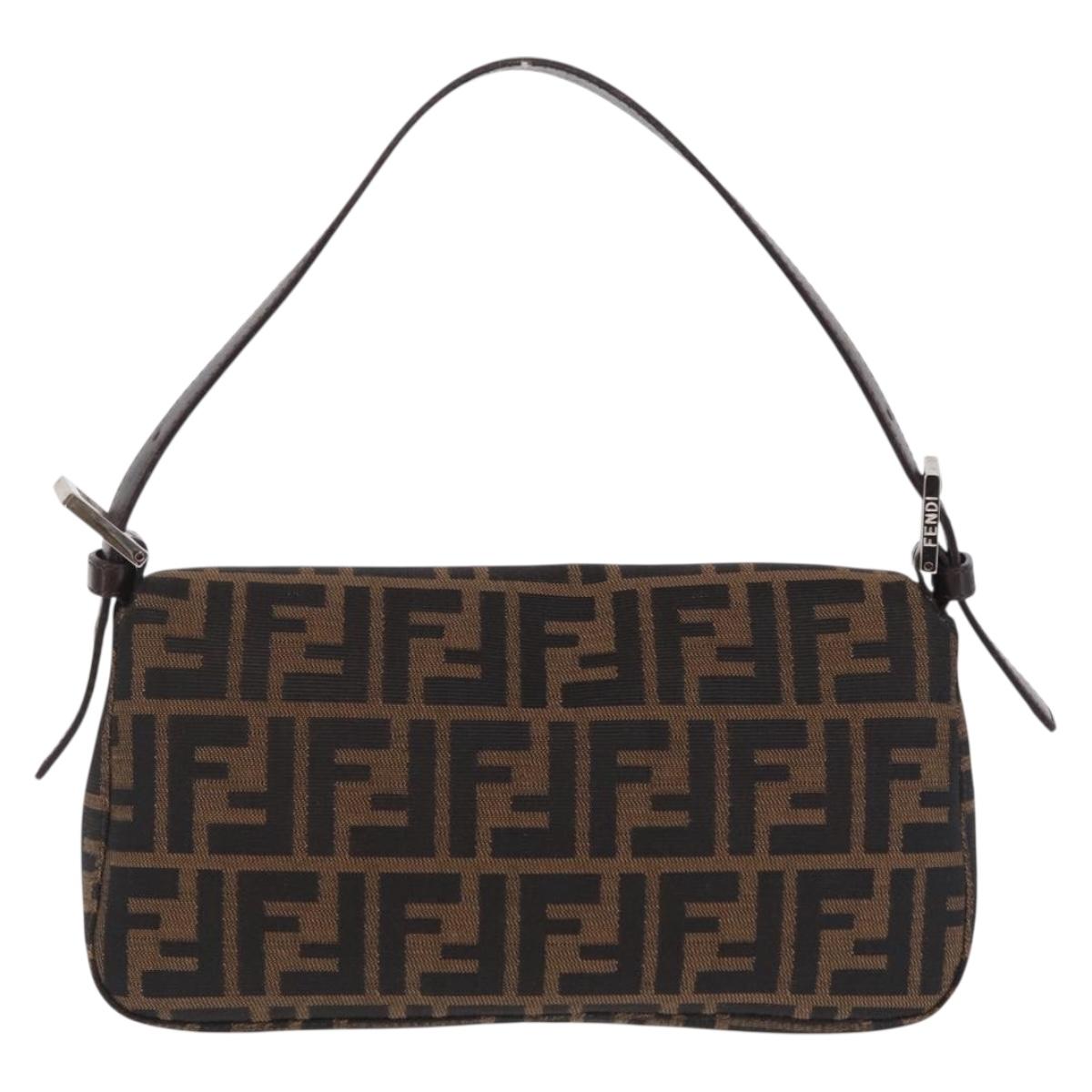 FENDI Zucca Canvas Mamma Baguette Shoulder Bag Brown Black 26424 Auth 210138V