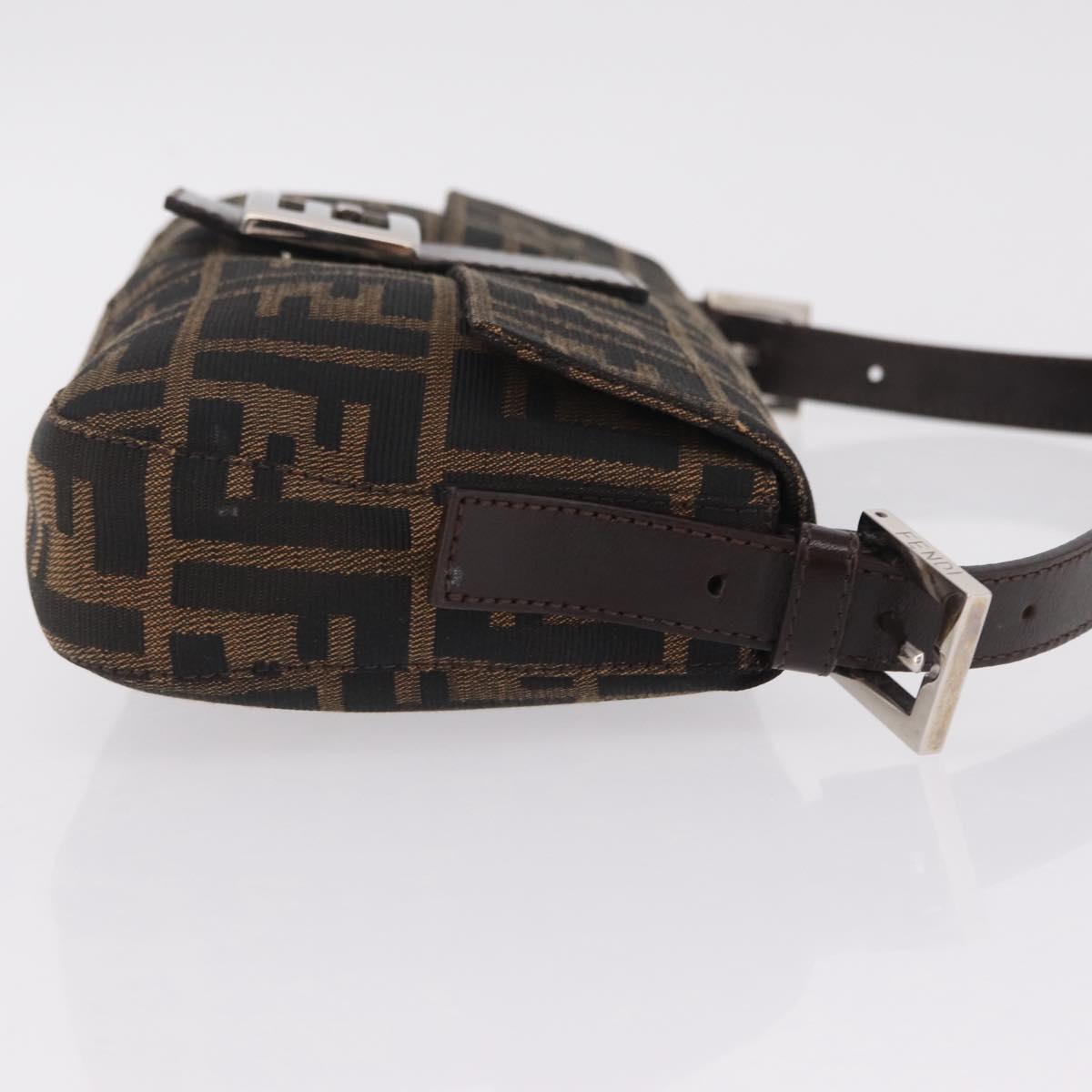 FENDI Zucca Canvas Mamma Baguette Shoulder Bag Brown Black 26424 Auth 210138V