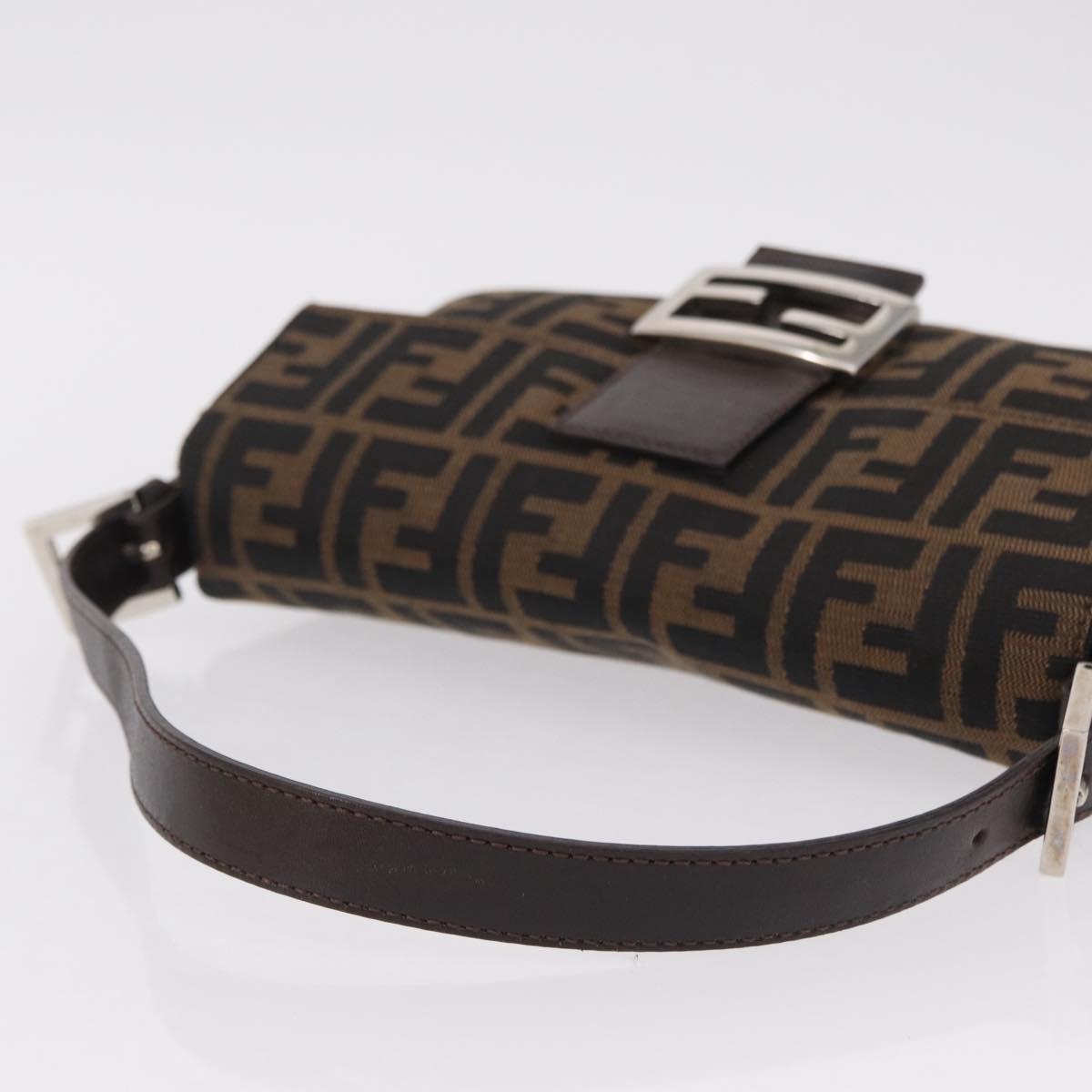 FENDI Zucca Canvas Mamma Baguette Shoulder Bag Brown Black 26424 Auth 210138V