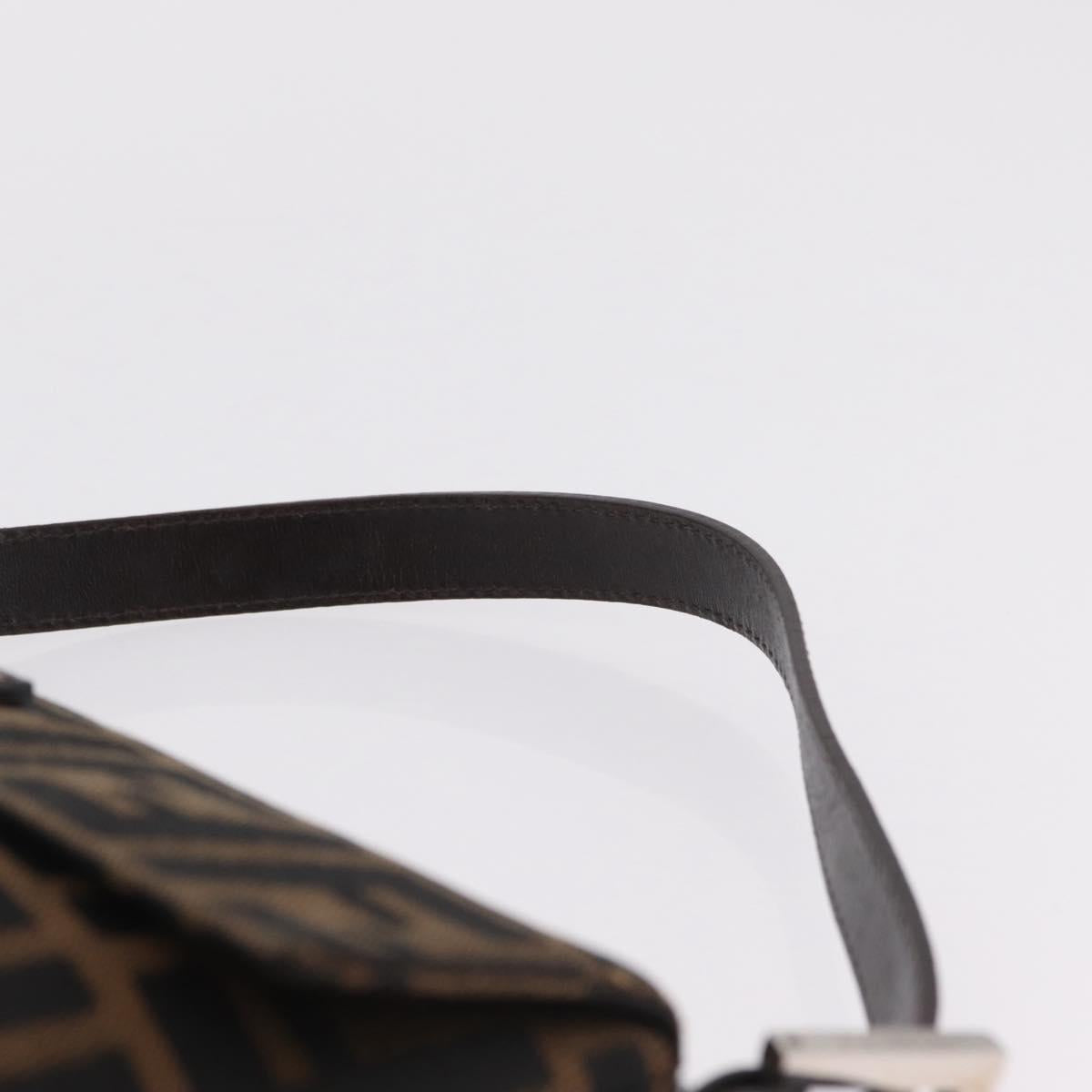 FENDI Zucca Canvas Mamma Baguette Shoulder Bag Brown Black 26424 Auth 210138V