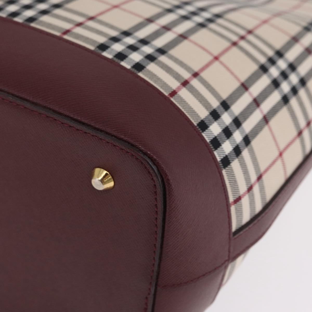 BURBERRY Nova Check Tote Bag Canvas Beige Gold Auth 210142V