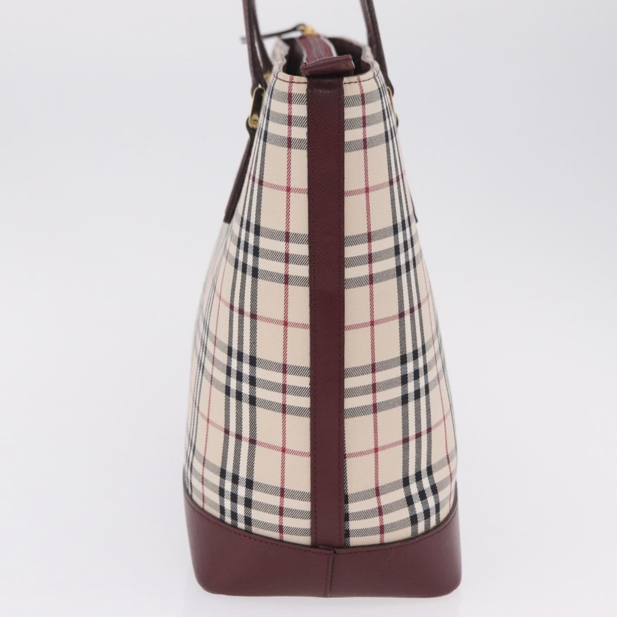 BURBERRY Nova Check Tote Bag Canvas Beige Gold Auth 210142V