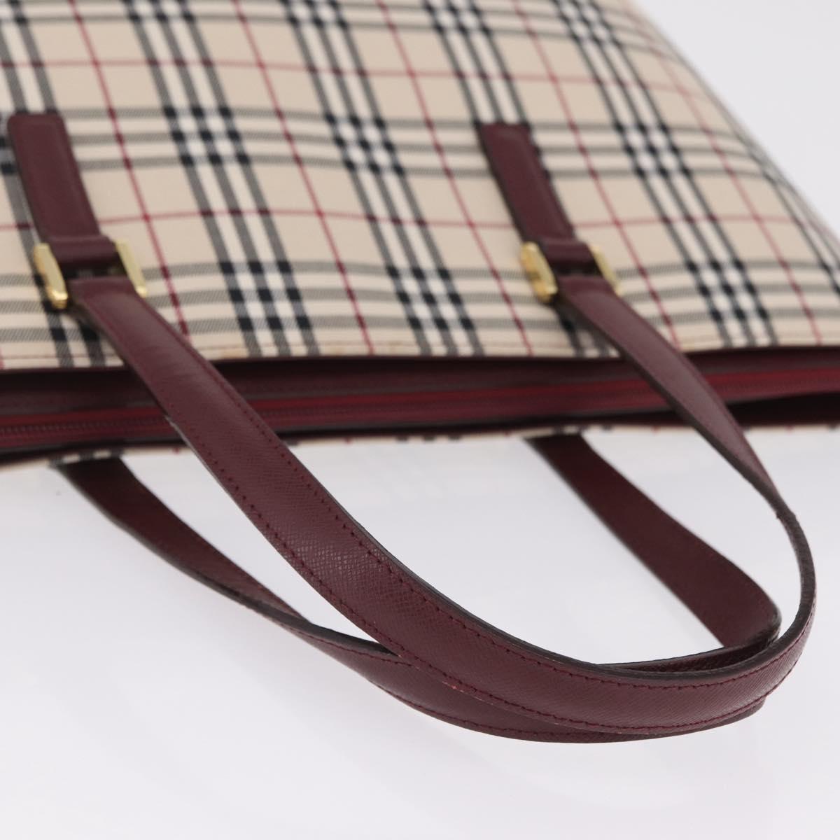 BURBERRY Nova Check Tote Bag Canvas Beige Gold Auth 210142V