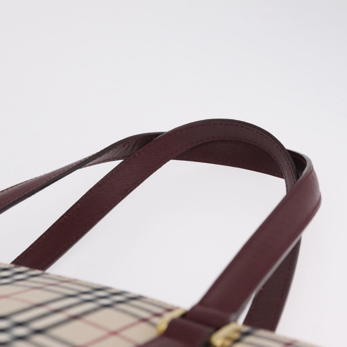 BURBERRY Nova Check Tote Bag Canvas Beige Gold Auth 210142V