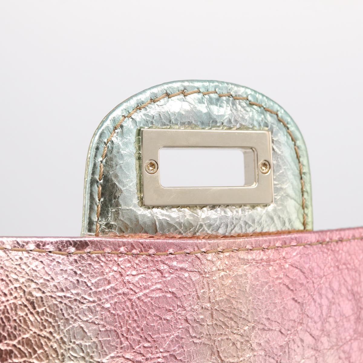 CHANEL 2.55 Matelasse Chain Bag Leather Multicolor Gold CC Auth 210143SM