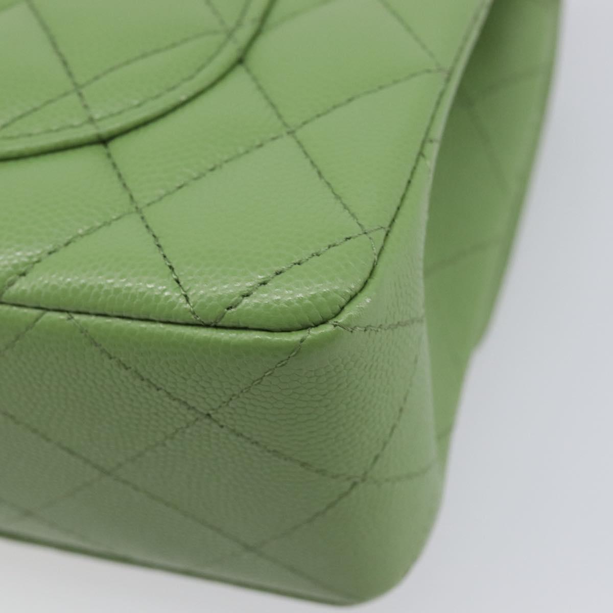 CHANEL Matelasse23 Chain Shoulder Bag Caviar Skin Green Gold CC Auth 210152SM