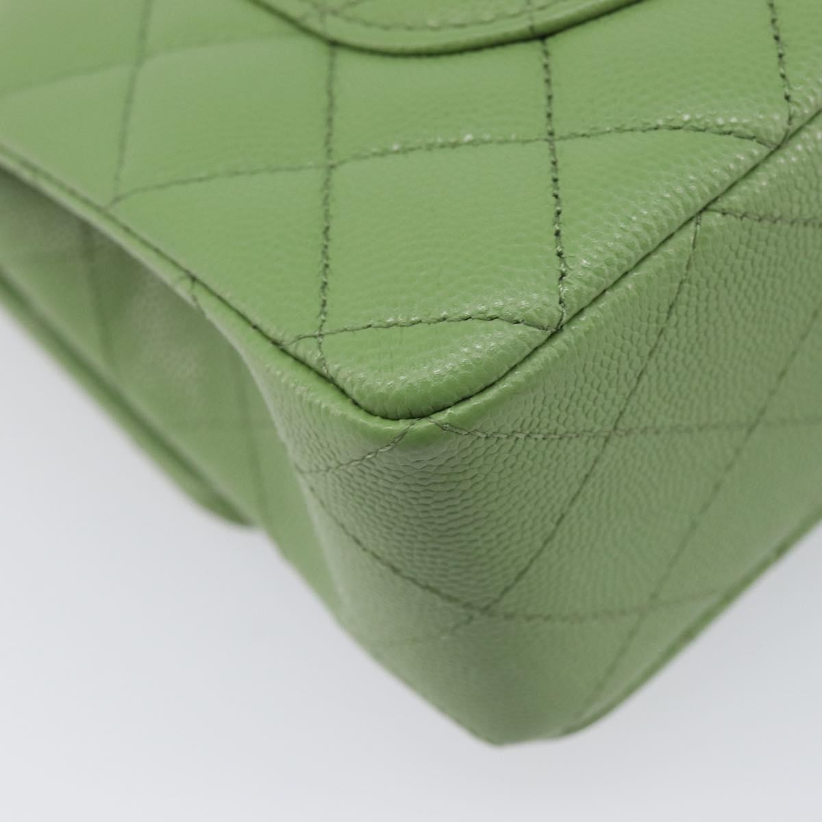 CHANEL Matelasse23 Chain Shoulder Bag Caviar Skin Green Gold CC Auth 210152SM