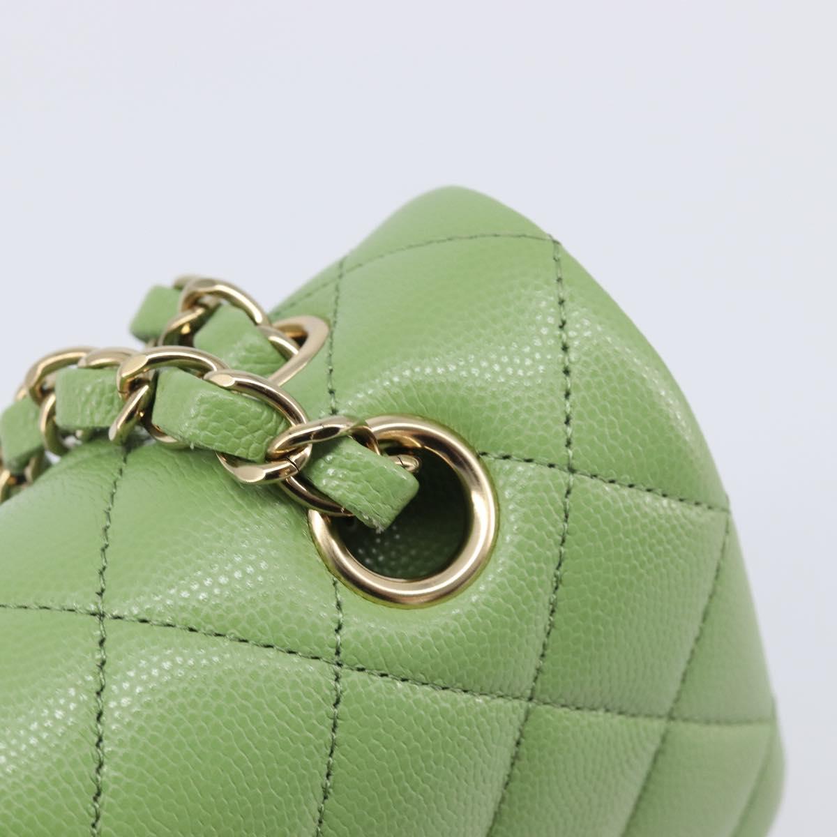 CHANEL Matelasse23 Chain Shoulder Bag Caviar Skin Green Gold CC Auth 210152SM