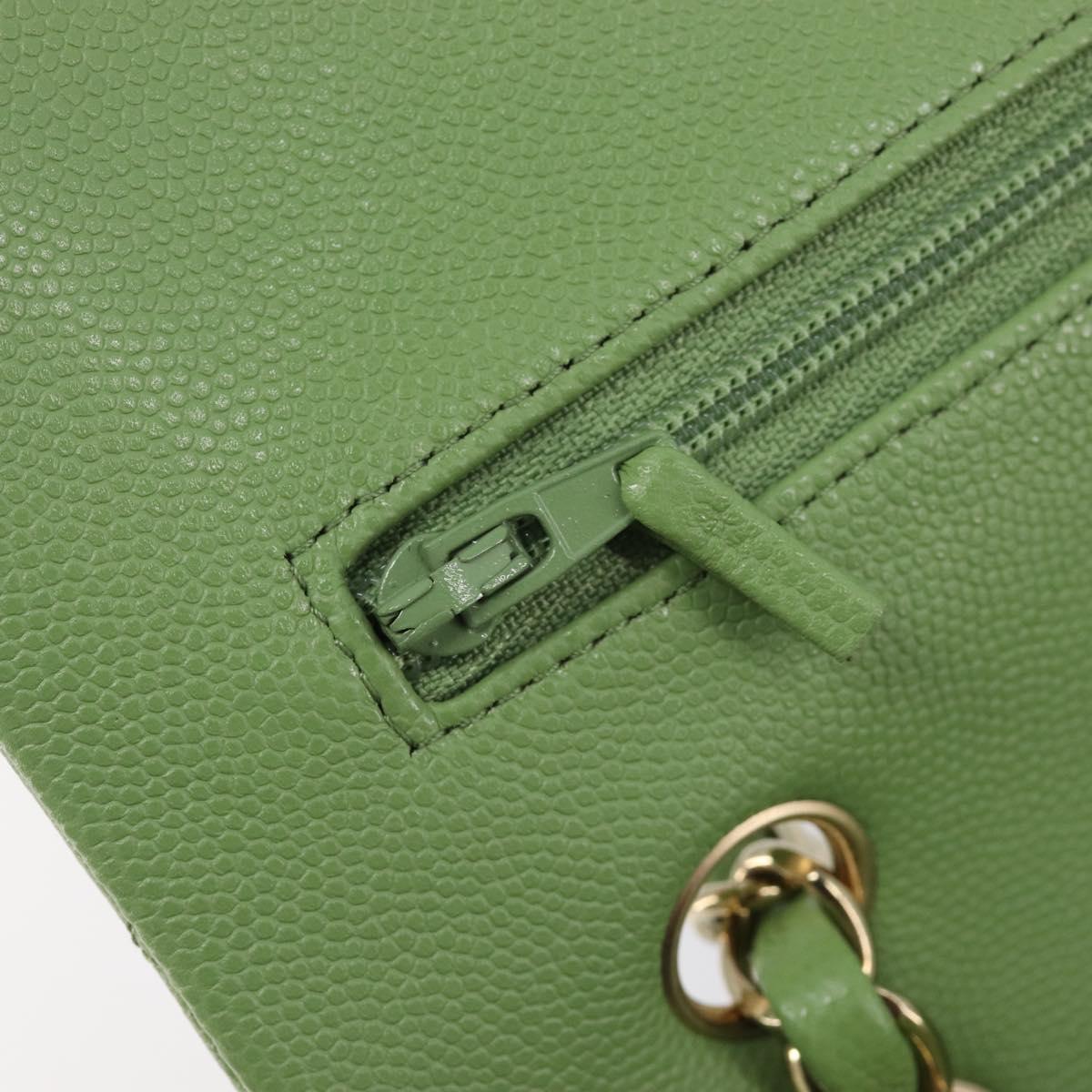 CHANEL Matelasse23 Chain Shoulder Bag Caviar Skin Green Gold CC Auth 210152SM