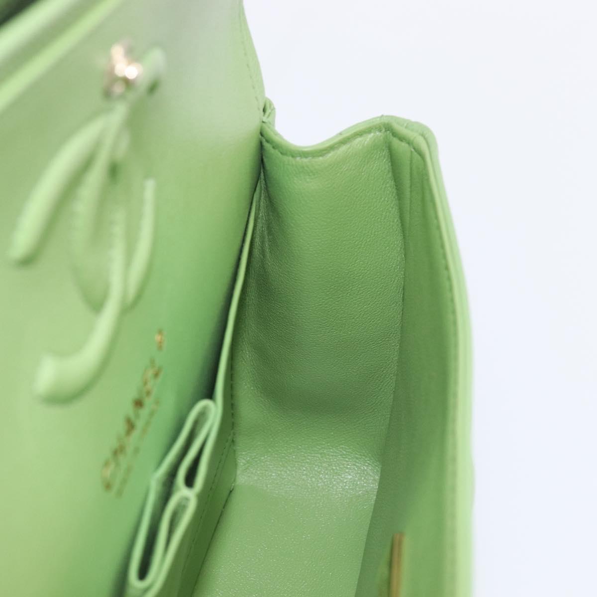CHANEL Matelasse23 Chain Shoulder Bag Caviar Skin Green Gold CC Auth 210152SM