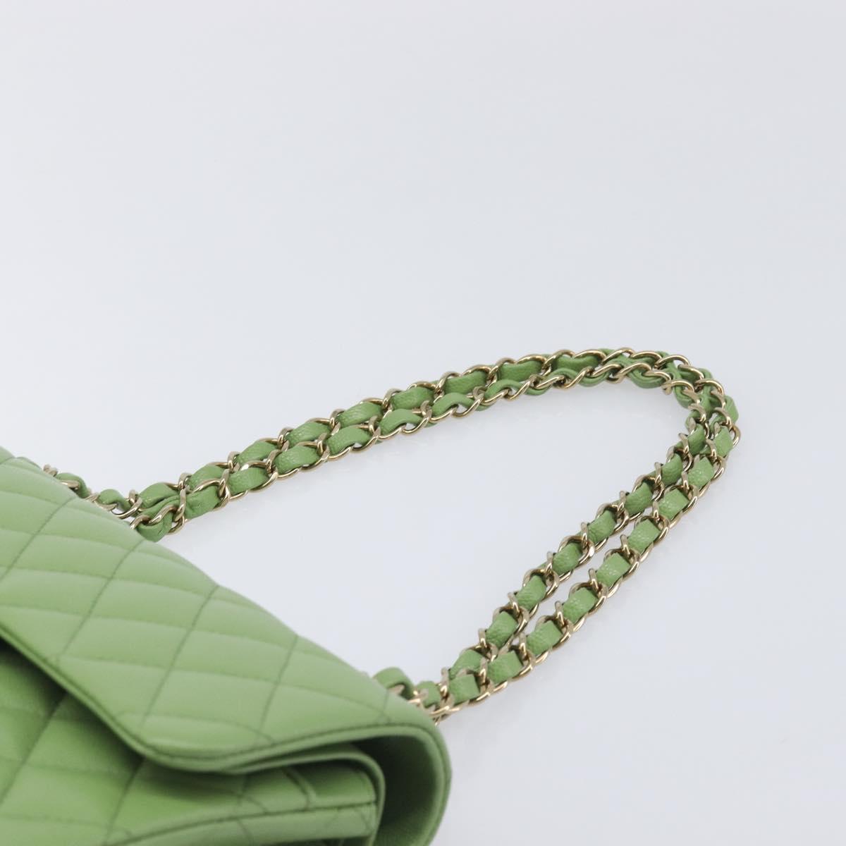 CHANEL Matelasse23 Chain Shoulder Bag Caviar Skin Green Gold CC Auth 210152SM