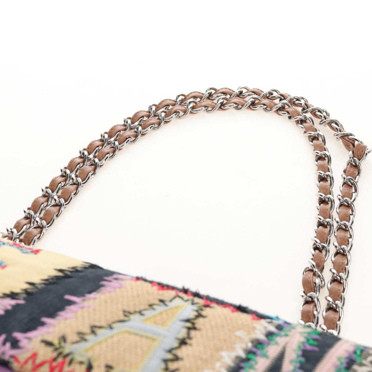 CHANEL Chain Big Matelasse30 Bag Tweed Multicolor Silver CC Auth 210159SM