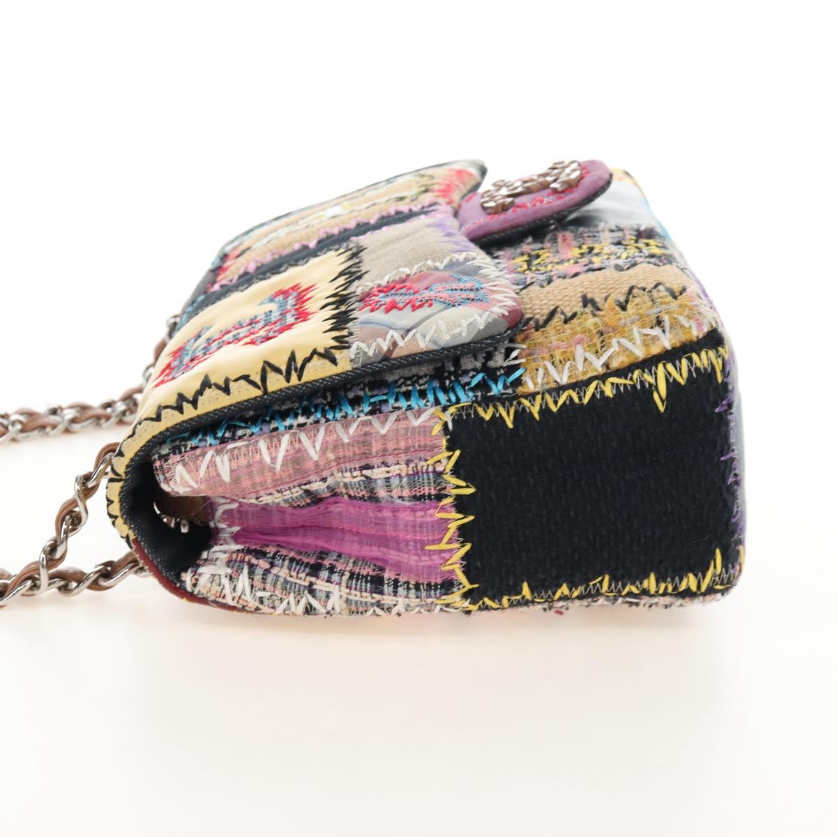 CHANEL Chain Big Matelasse30 Bag Tweed Multicolor Silver CC Auth 210159SM
