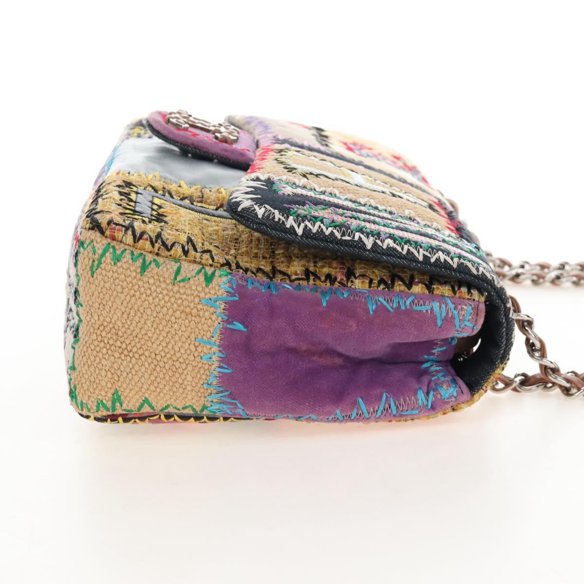 CHANEL Chain Big Matelasse30 Bag Tweed Multicolor Silver CC Auth 210159SM