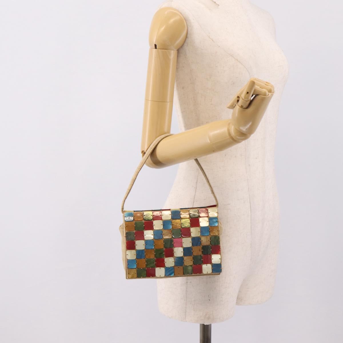 Bottega Veneta Hand Bag Canvas Beige Silver Auth 210160V