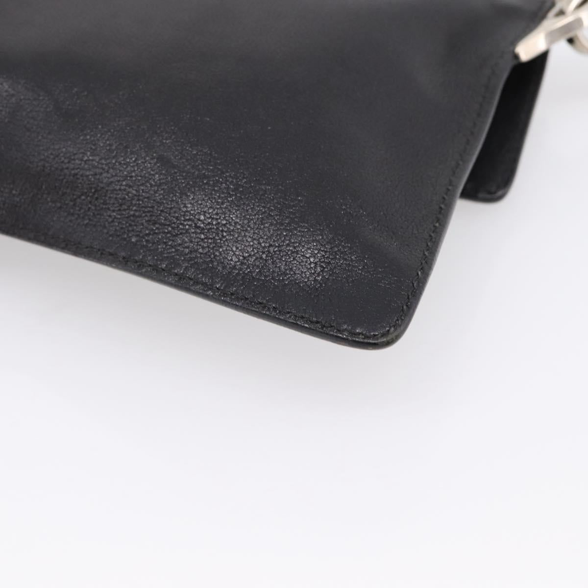 PRADA Chain Shoulder Bag Leather Black Silver Auth 210166A