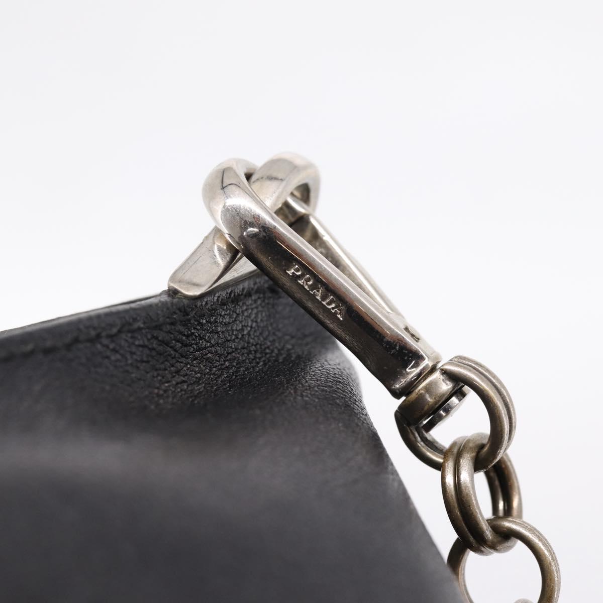 PRADA Chain Shoulder Bag Leather Black Silver Auth 210166A